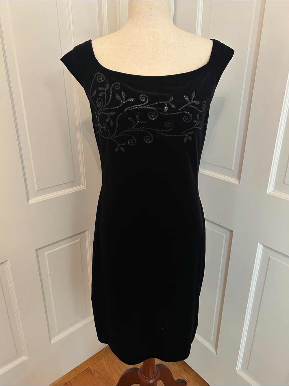 VTG 90s JESSICA MCCLINTOCK GUNNE SAX Black Velvet Glitter Dress Sz 11